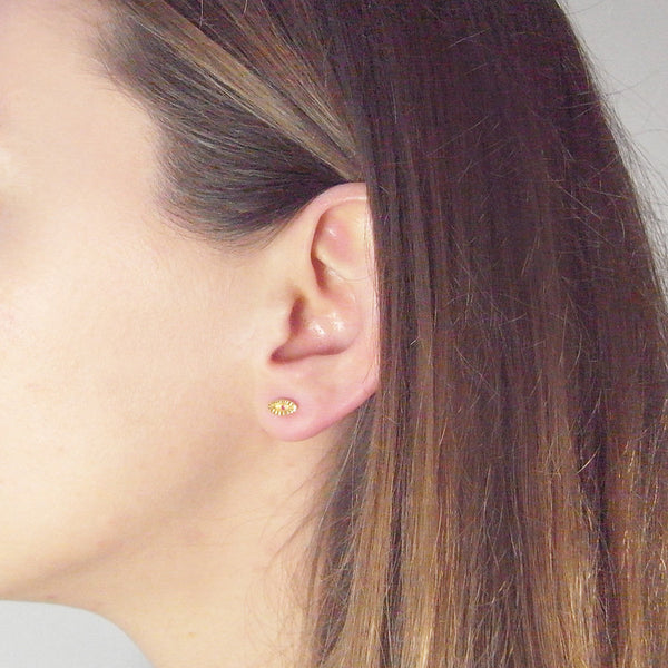 Tiny Eye Studs Gold on Model