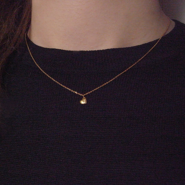 Tiny Heart Necklace Gold with Ruby