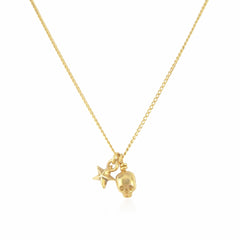 Baby Skull And Tiny Star Pendant Gold Vermeil