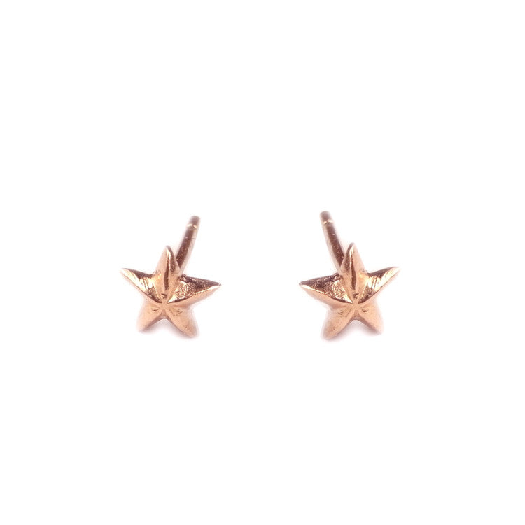 Tiny Star Stud Earrings Rose Gold Product Shot