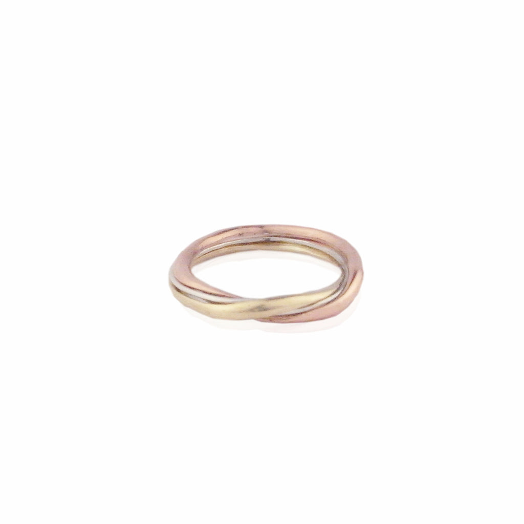 MOMOCREATURA tri-colour 9k gold gimmel ring