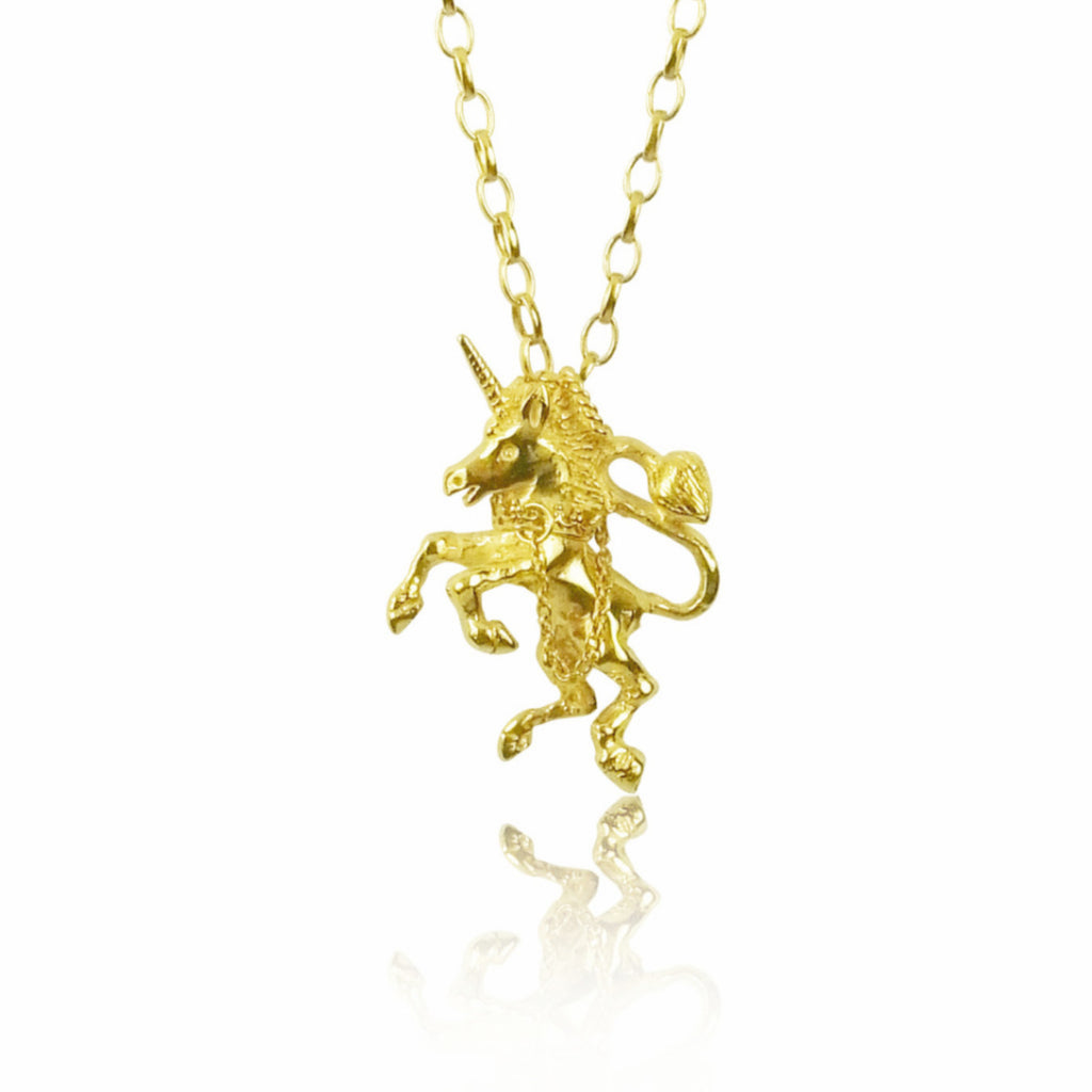gold unicorn necklace crown