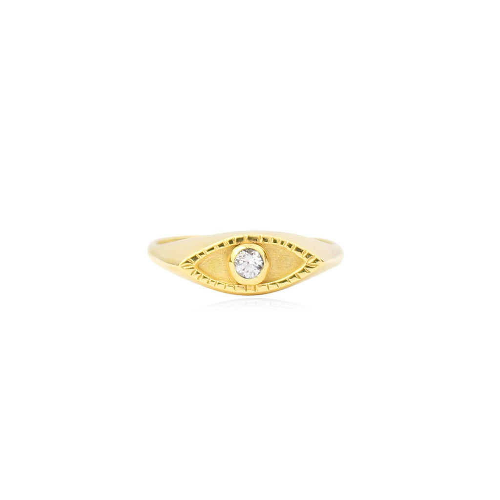Eye signet ring Gold x White Sapphire